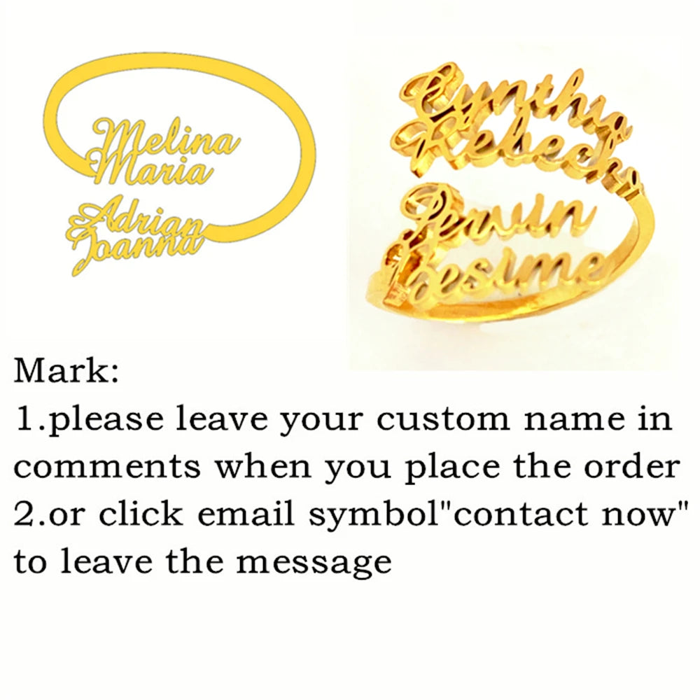 Personalized Multiple Name Ring Family Name Ring Custom Stackable Name Jewelry Three Four Names New Mom Gift For Women