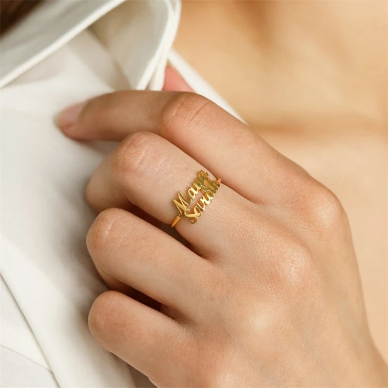 Personalized Multiple Name Ring Family Name Ring Custom Stackable Name Jewelry Three Four Names New Mom Gift For Women
