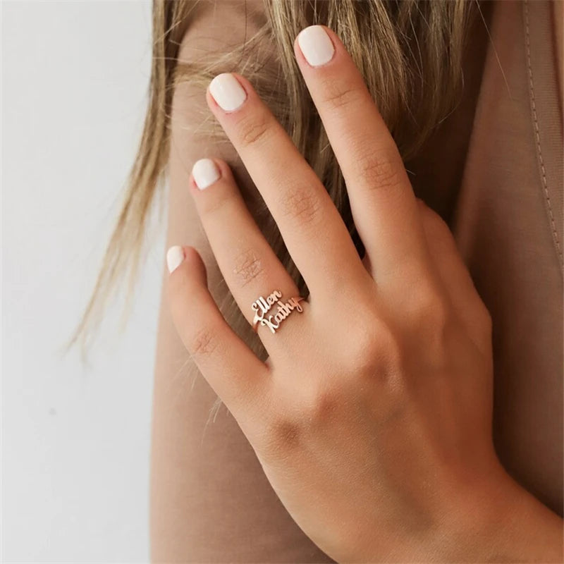 Personalized Multiple Name Ring Family Name Ring Custom Stackable Name Jewelry Three Four Names New Mom Gift For Women