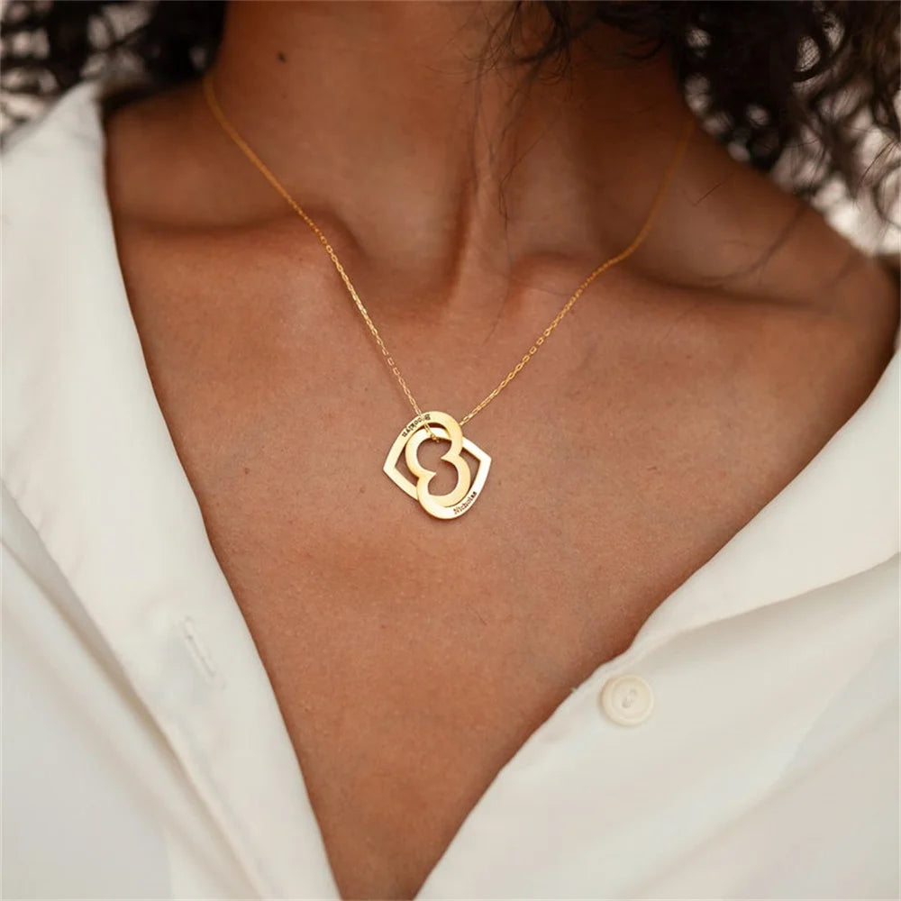 Customized Heart Shaped Name Pendant Necklace Women's Stainless Steel engraved Necklace Personality Digital Necklace Jewelry