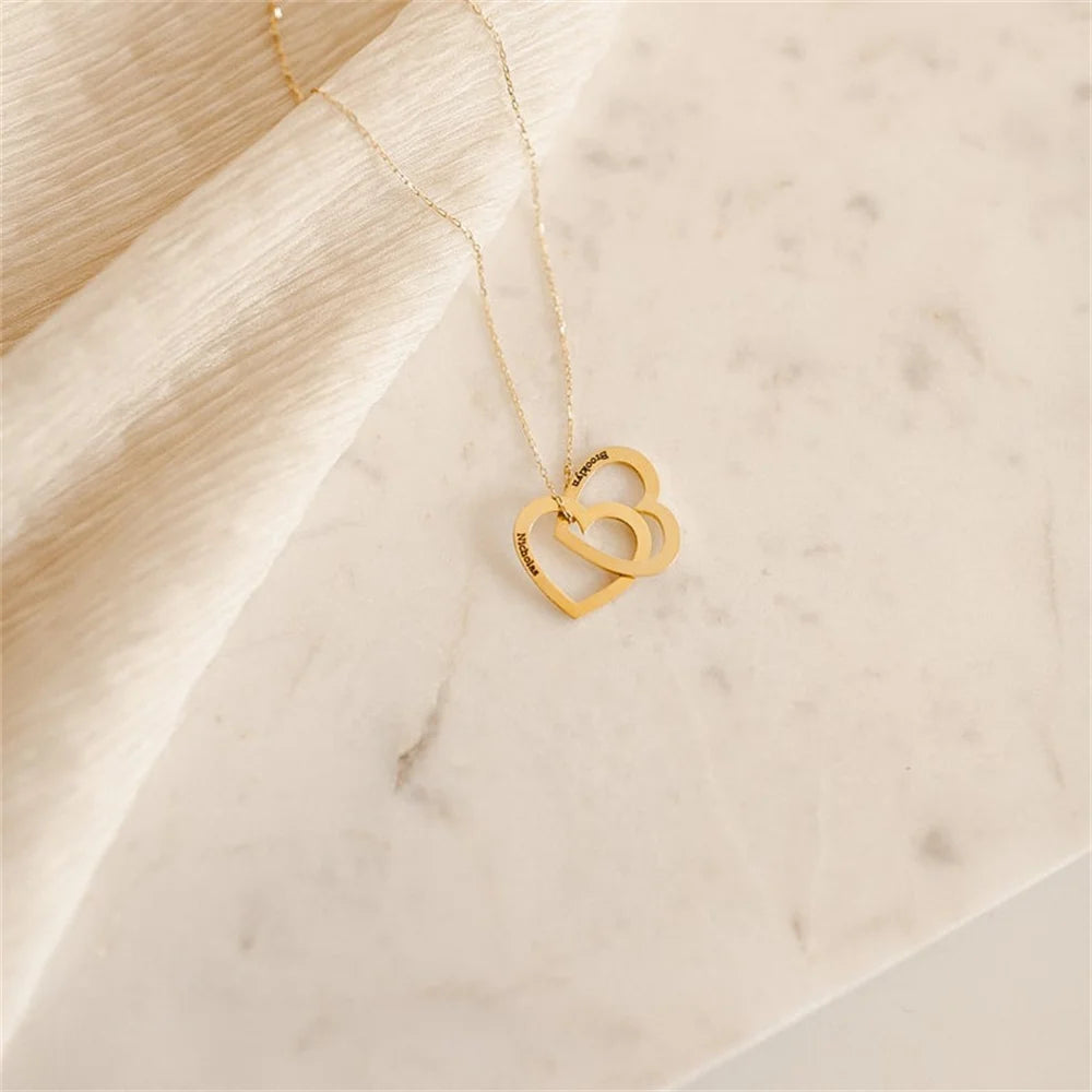 Customized Heart Shaped Name Pendant Necklace Women's Stainless Steel engraved Necklace Personality Digital Necklace Jewelry
