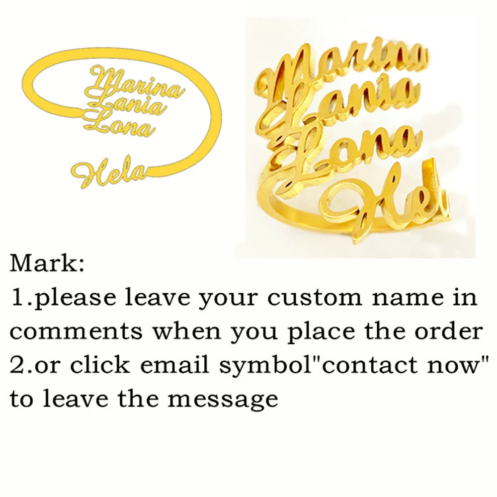 Personalized Multiple Name Ring Family Name Ring Custom Stackable Name Jewelry Three Four Names New Mom Gift For Women