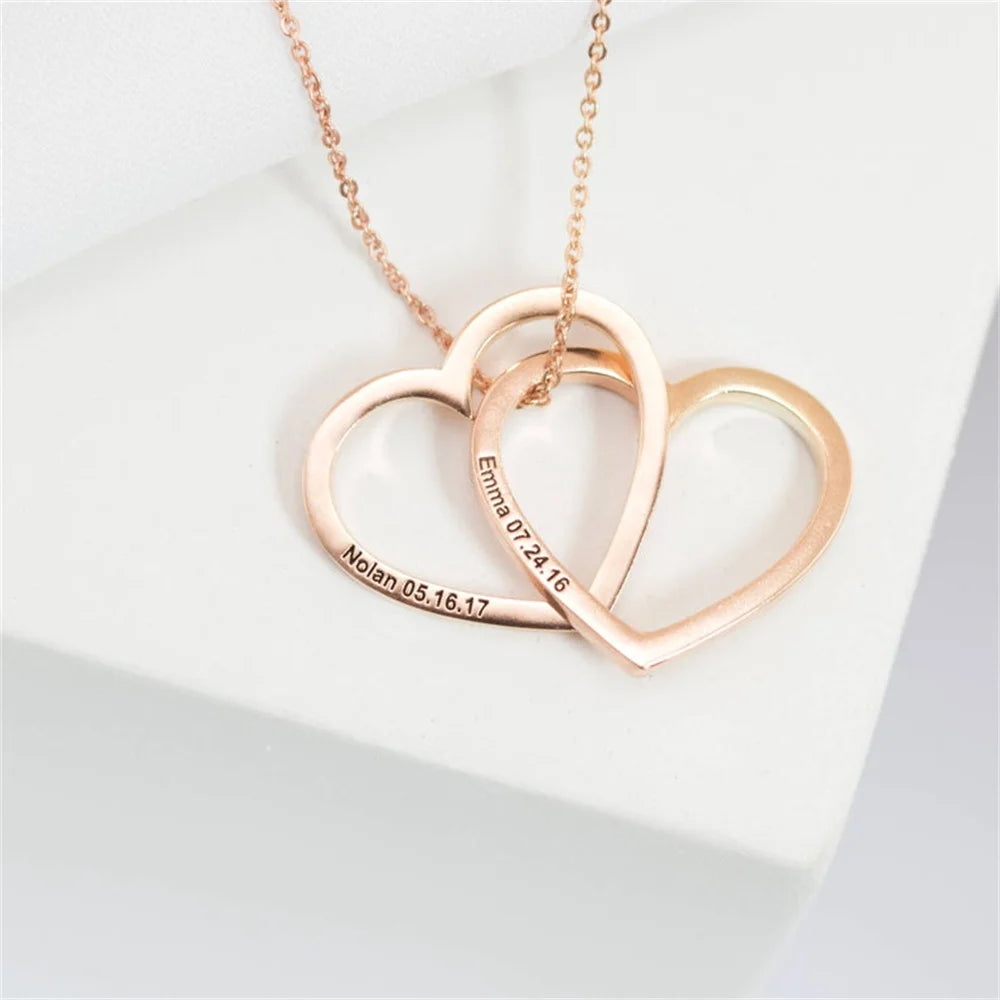 Customized Heart Shaped Name Pendant Necklace Women's Stainless Steel engraved Necklace Personality Digital Necklace Jewelry