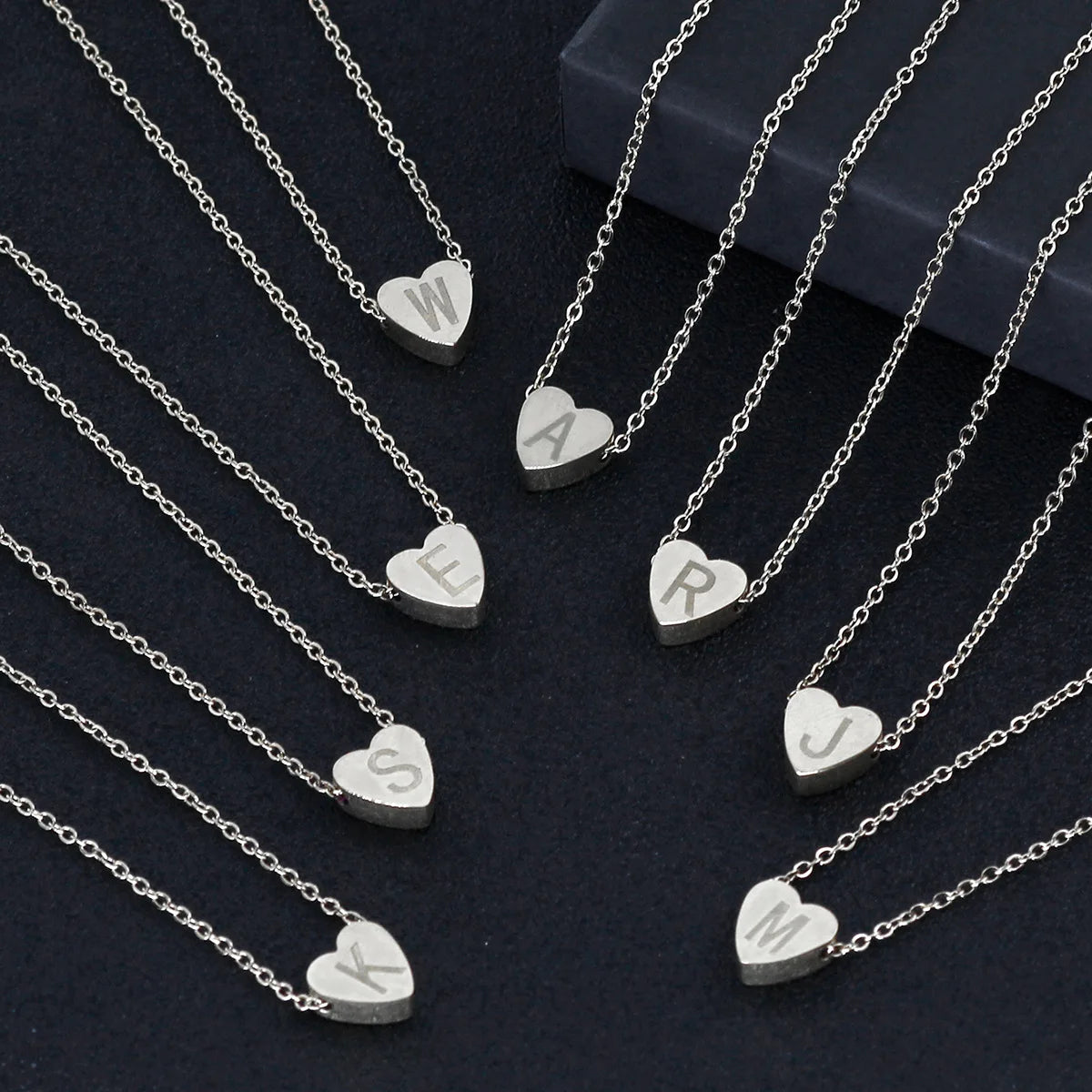 Heart Necklace 26 Letter Heart Choker Heart Initial Necklace for Women Stainless Steel Heart Pendant Letter Necklace Name Gift