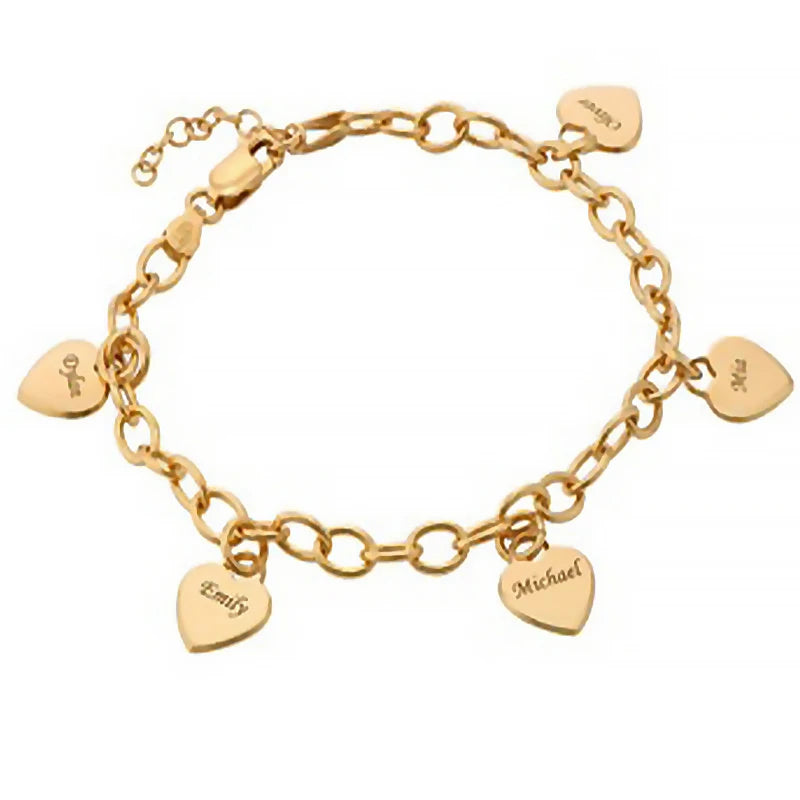 Customized Bracelet with Names Women Personalized Stainless Steel Heart Charm Bracelet 8 Names Family Friendship Bracelets 2024