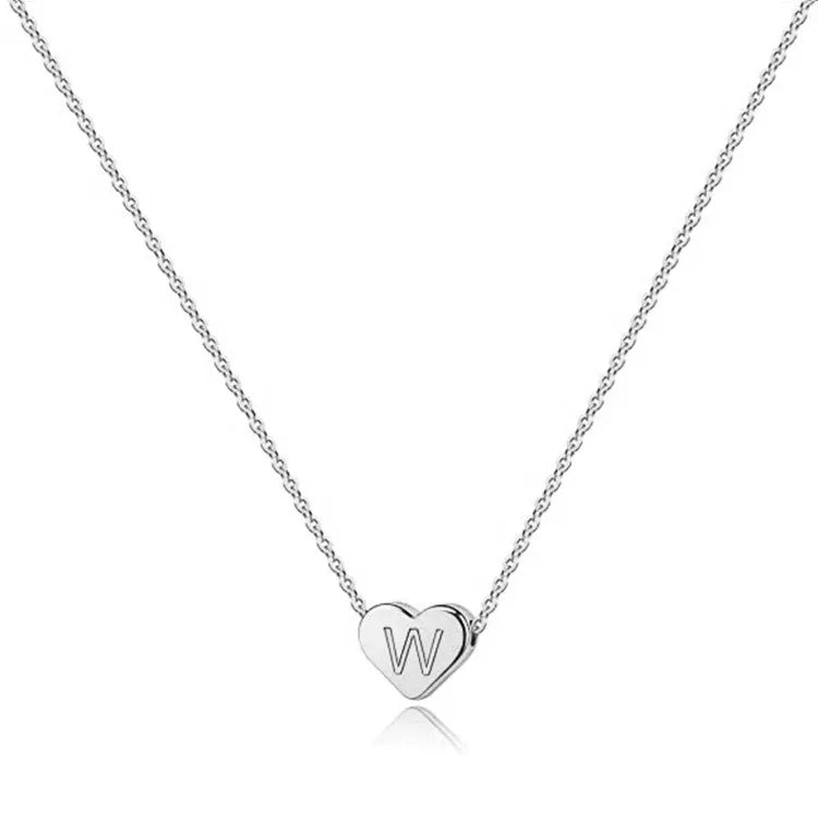 Heart Necklace 26 Letter Heart Choker Heart Initial Necklace for Women Stainless Steel Heart Pendant Letter Necklace Name Gift