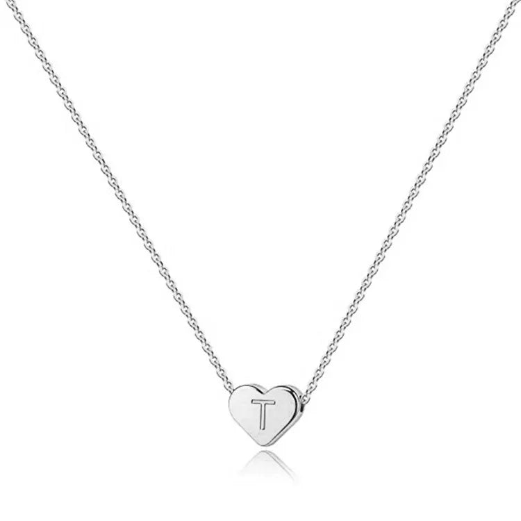 Heart Necklace 26 Letter Heart Choker Heart Initial Necklace for Women Stainless Steel Heart Pendant Letter Necklace Name Gift