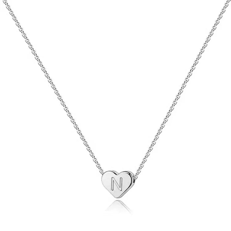 Heart Necklace 26 Letter Heart Choker Heart Initial Necklace for Women Stainless Steel Heart Pendant Letter Necklace Name Gift