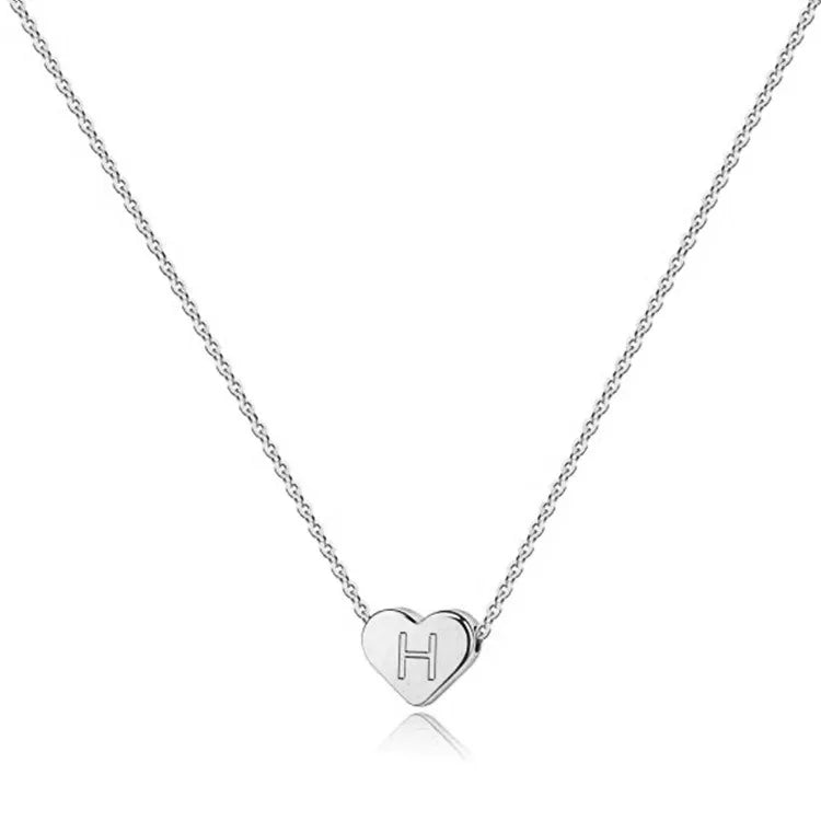 Heart Necklace 26 Letter Heart Choker Heart Initial Necklace for Women Stainless Steel Heart Pendant Letter Necklace Name Gift
