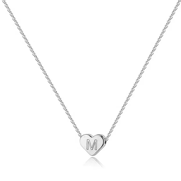 Heart Necklace 26 Letter Heart Choker Heart Initial Necklace for Women Stainless Steel Heart Pendant Letter Necklace Name Gift