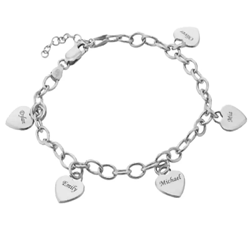 Customized Bracelet with Names Women Personalized Stainless Steel Heart Charm Bracelet 8 Names Family Friendship Bracelets 2024