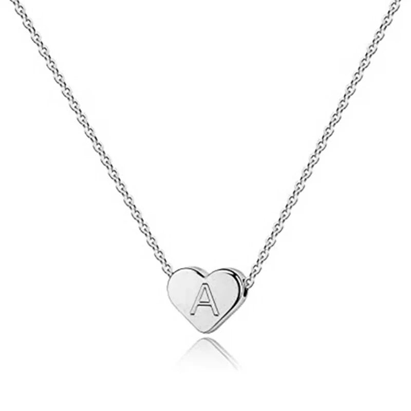 Heart Necklace 26 Letter Heart Choker Heart Initial Necklace for Women Stainless Steel Heart Pendant Letter Necklace Name Gift