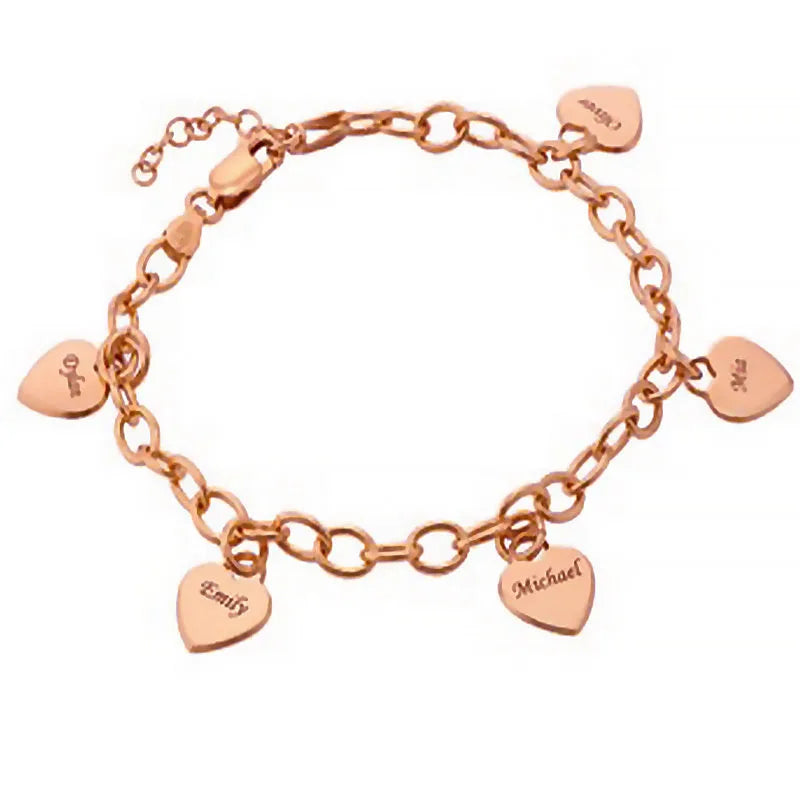 Customized Bracelet with Names Women Personalized Stainless Steel Heart Charm Bracelet 8 Names Family Friendship Bracelets 2024