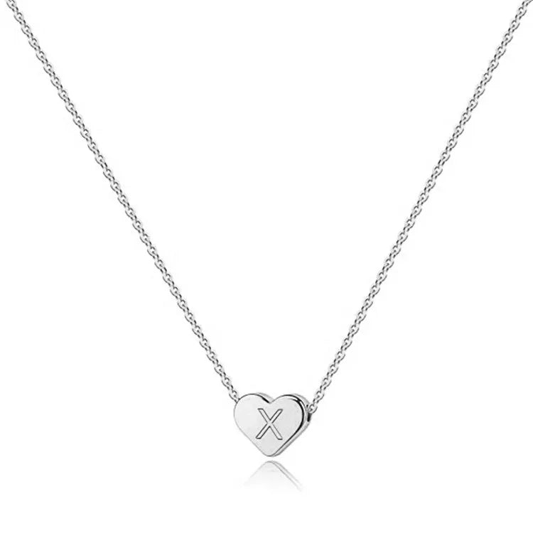 Heart Necklace 26 Letter Heart Choker Heart Initial Necklace for Women Stainless Steel Heart Pendant Letter Necklace Name Gift