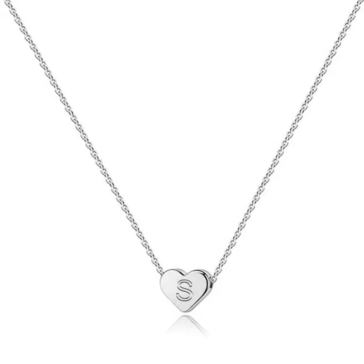 Heart Necklace 26 Letter Heart Choker Heart Initial Necklace for Women Stainless Steel Heart Pendant Letter Necklace Name Gift