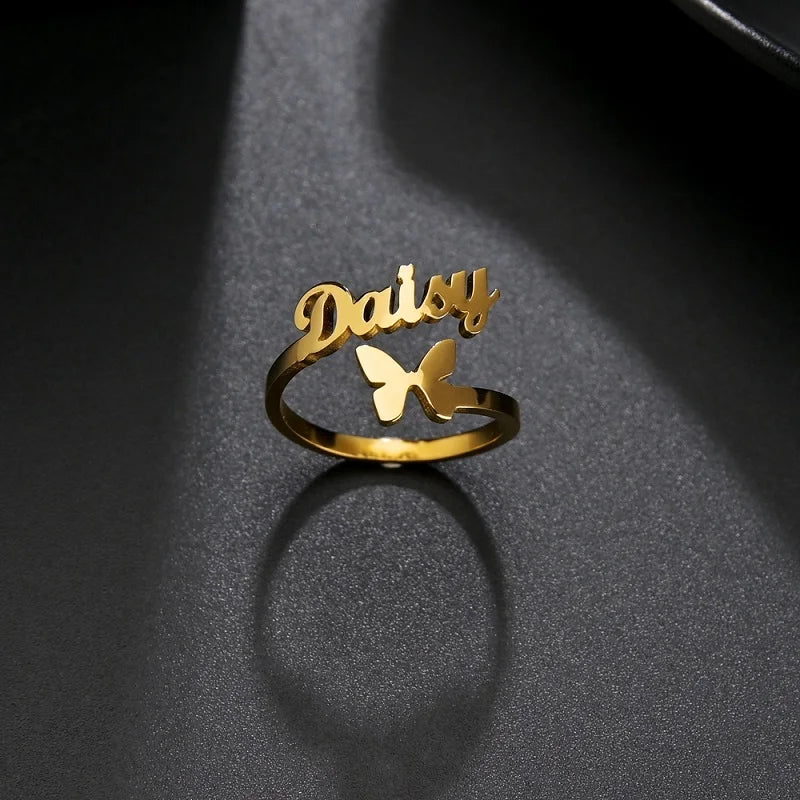 Custom Double Name Ring For Men Women Family Ring Personalized Jewelry Stainless Steel Jewelry Adjustable Size Christmas Gift