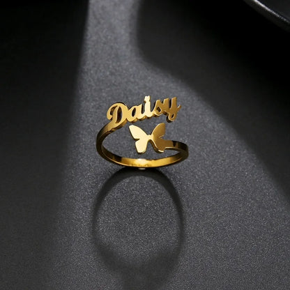 Custom Double Name Ring For Men Women Family Ring Personalized Jewelry Stainless Steel Jewelry Adjustable Size Christmas Gift