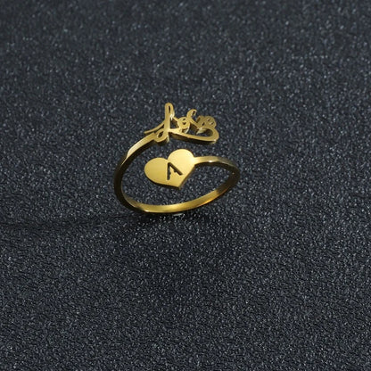 Custom Double Name Ring For Men Women Family Ring Personalized Jewelry Stainless Steel Jewelry Adjustable Size Christmas Gift