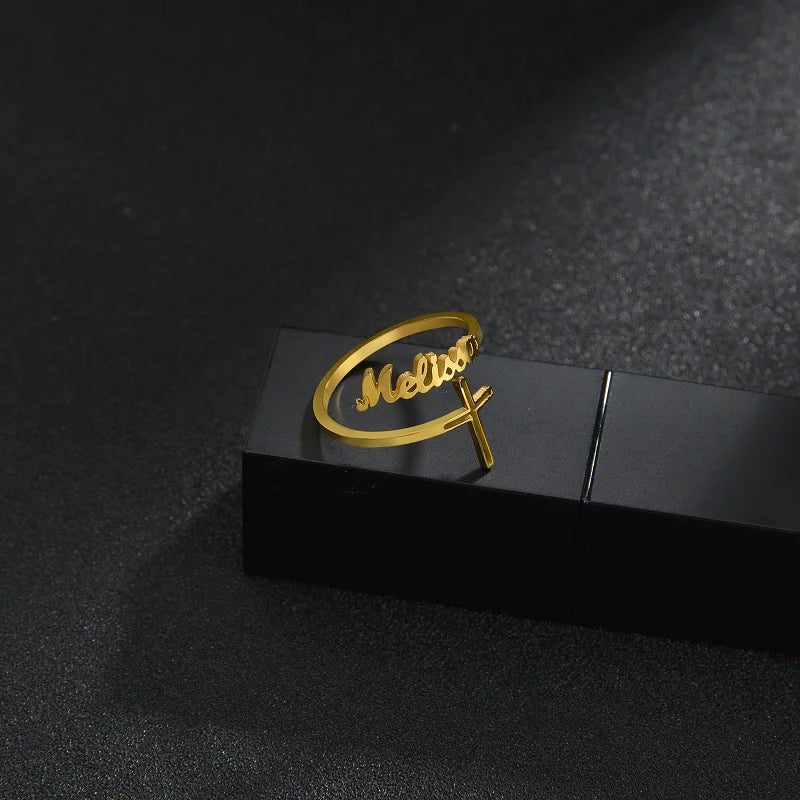 Custom Double Name Ring For Men Women Family Ring Personalized Jewelry Stainless Steel Jewelry Adjustable Size Christmas Gift