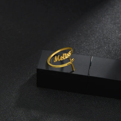 Custom Double Name Ring For Men Women Family Ring Personalized Jewelry Stainless Steel Jewelry Adjustable Size Christmas Gift