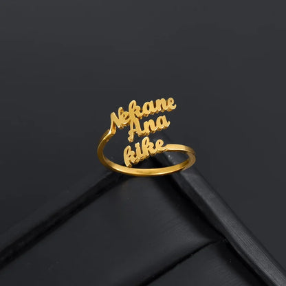 Custom Double Name Ring For Men Women Family Ring Personalized Jewelry Stainless Steel Jewelry Adjustable Size Christmas Gift