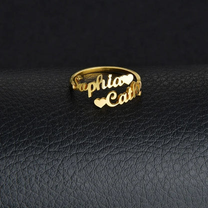 Custom Double Name Ring For Men Women Family Ring Personalized Jewelry Stainless Steel Jewelry Adjustable Size Christmas Gift