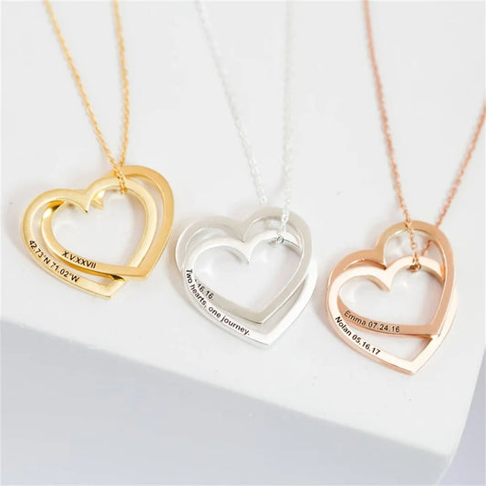 Customized Heart Shaped Name Pendant Necklace Women's Stainless Steel engraved Necklace Personality Digital Necklace Jewelry