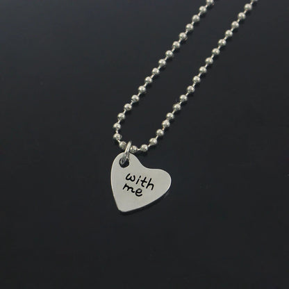 2pcs Classic Couple Necklace for Women Men Love Heart Hollow Pendant Letter Necklace Your Heart Is With Me Bead Chain Necklace