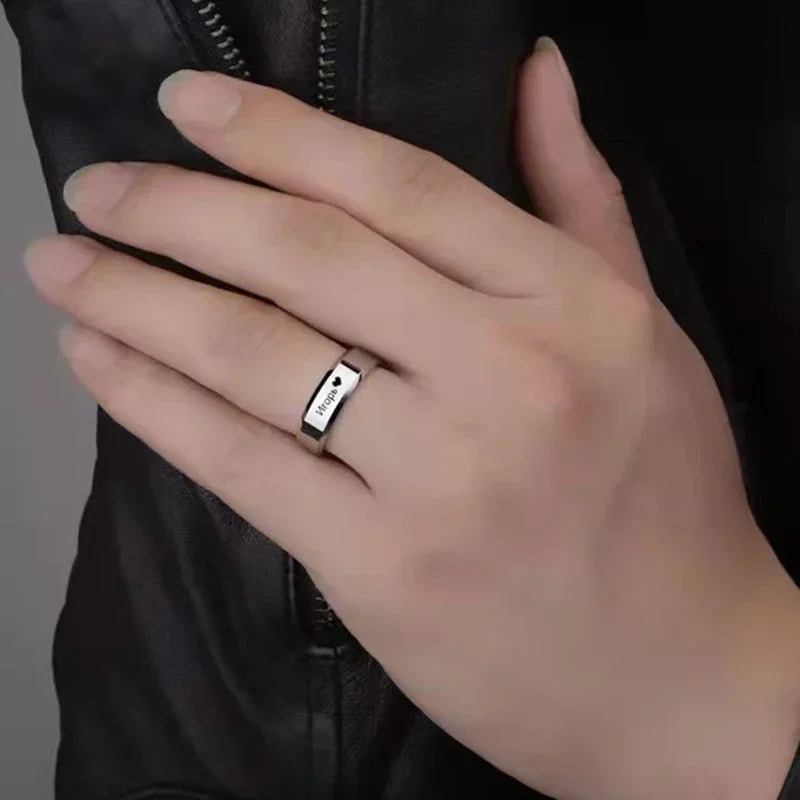 Customized Rings Engraved With Your Name Logo Text Signature Handwriting Men Lady Unisex Stainless Steel Titanium Ring