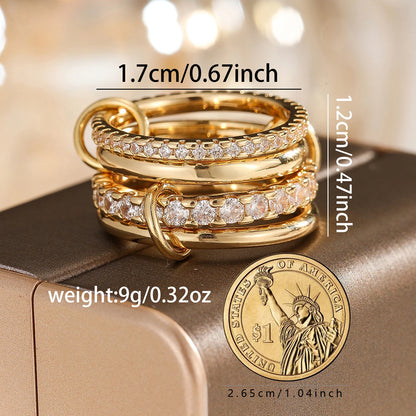 A Four-Ring Interlocking Ring With A Personalized Design Ins Style Suitable For Daily Wear And A Birthday Gift For Friends